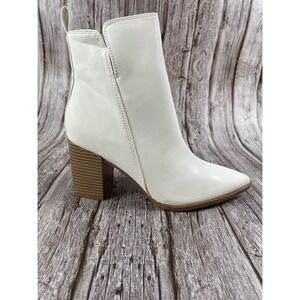 Rilista Womens V Cutout Ankle Boots Pointed Toe Chunky Block Stacked Heel Sz 6.5